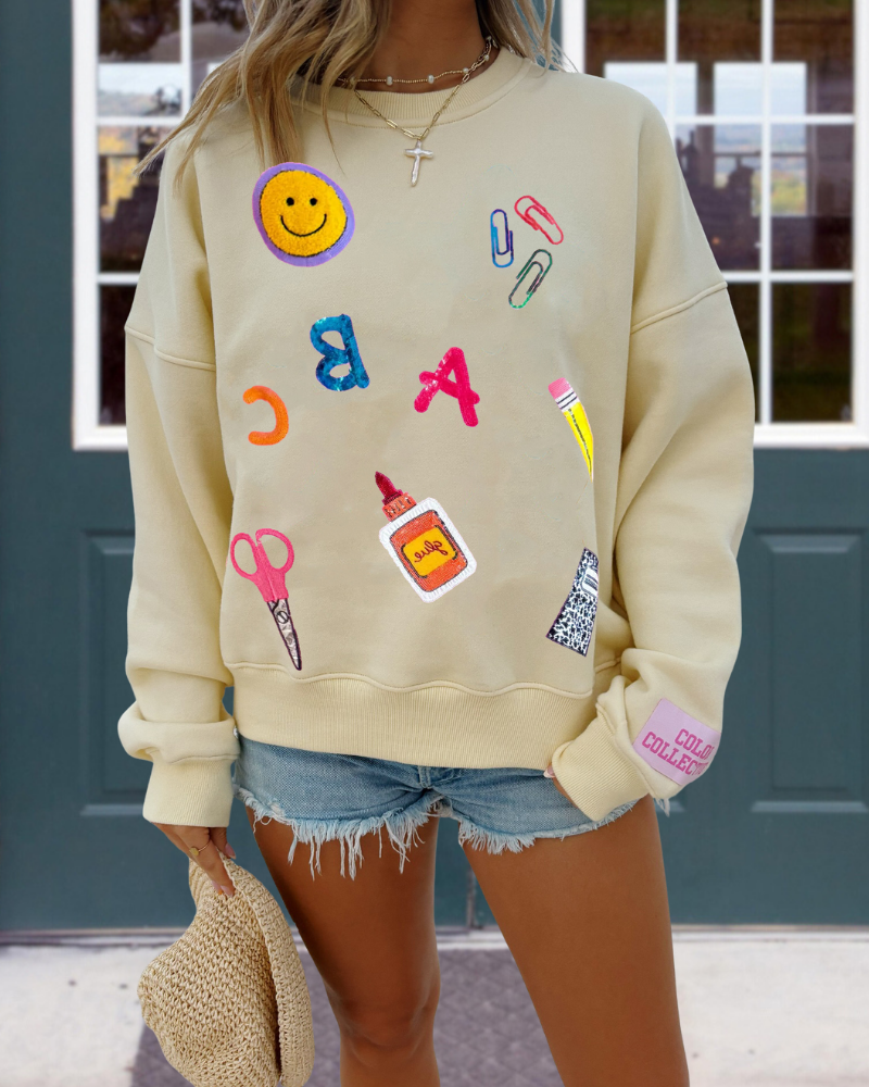 School Supplies Sequined Sweatshirt