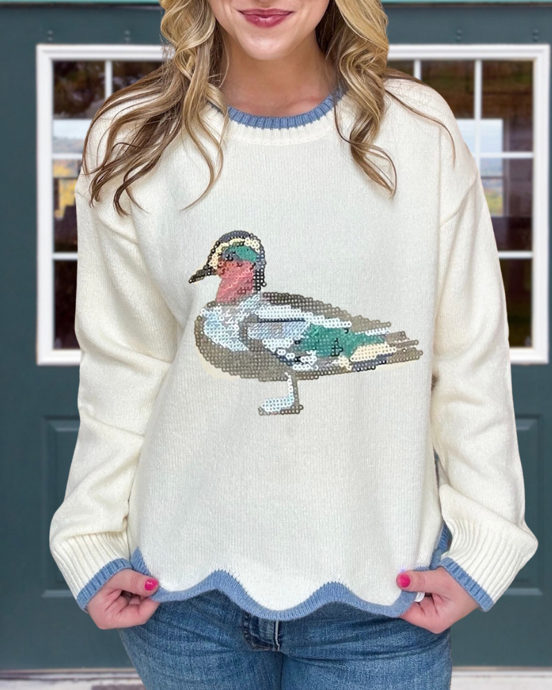 Unique Duck Contrast Trim Sweater