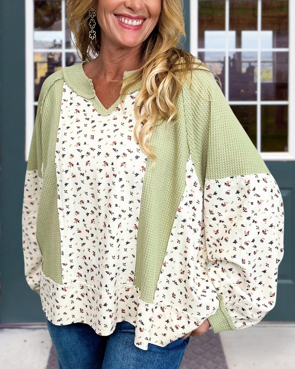 Playful Floral Knit Sweatshirt