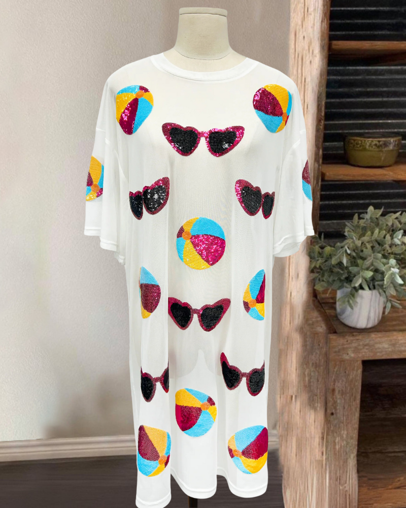 Fashionable Glasses Ball Sequin Dress