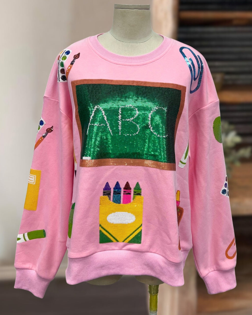 School Themed Sequin Pullover