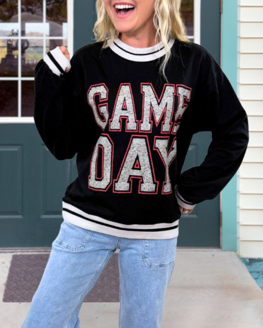 Vintage Game Day Embroidery Sweatshirt
