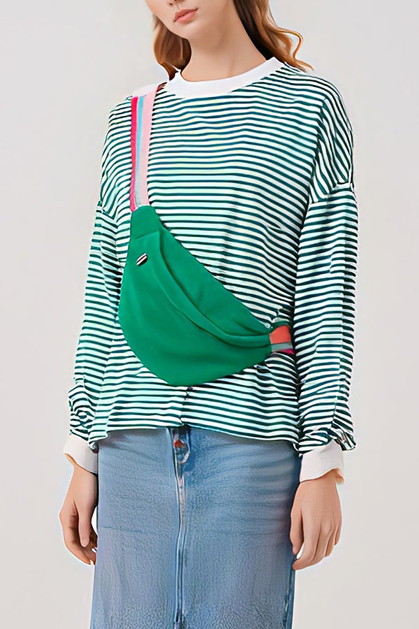Striped Cotton Blouse-Green