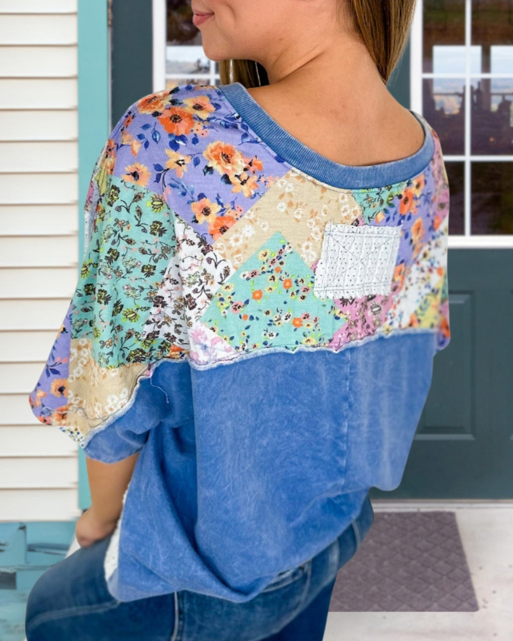 Washed Floral Patchwork Tee