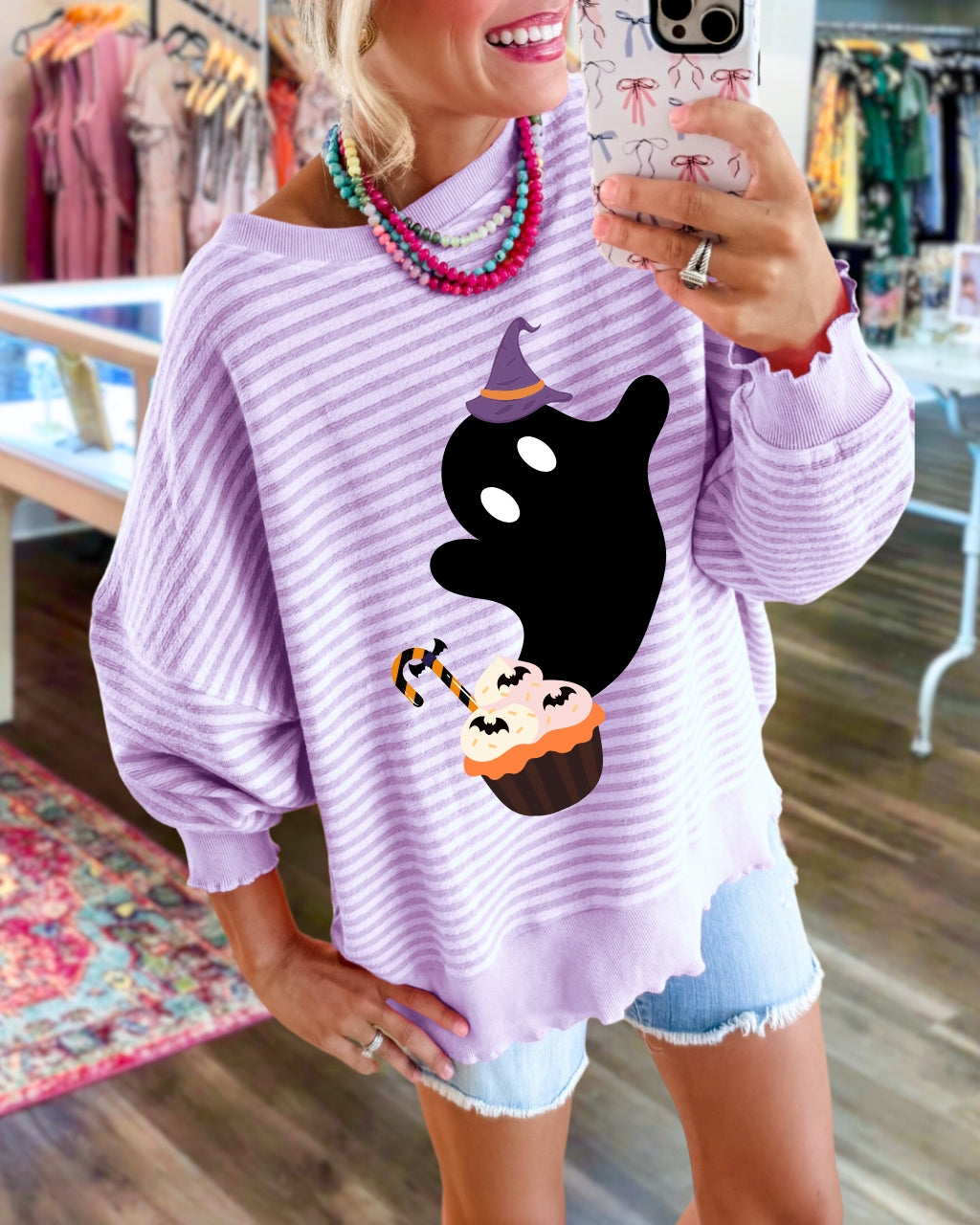 Ghost Witch Sweet Stripe Pullover