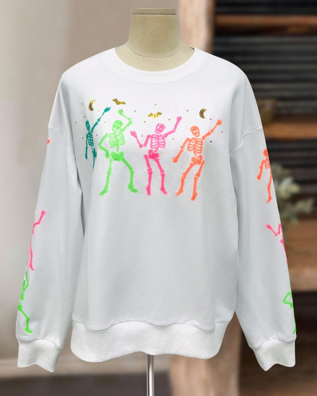 Neon Dancing Skeleton Pullover