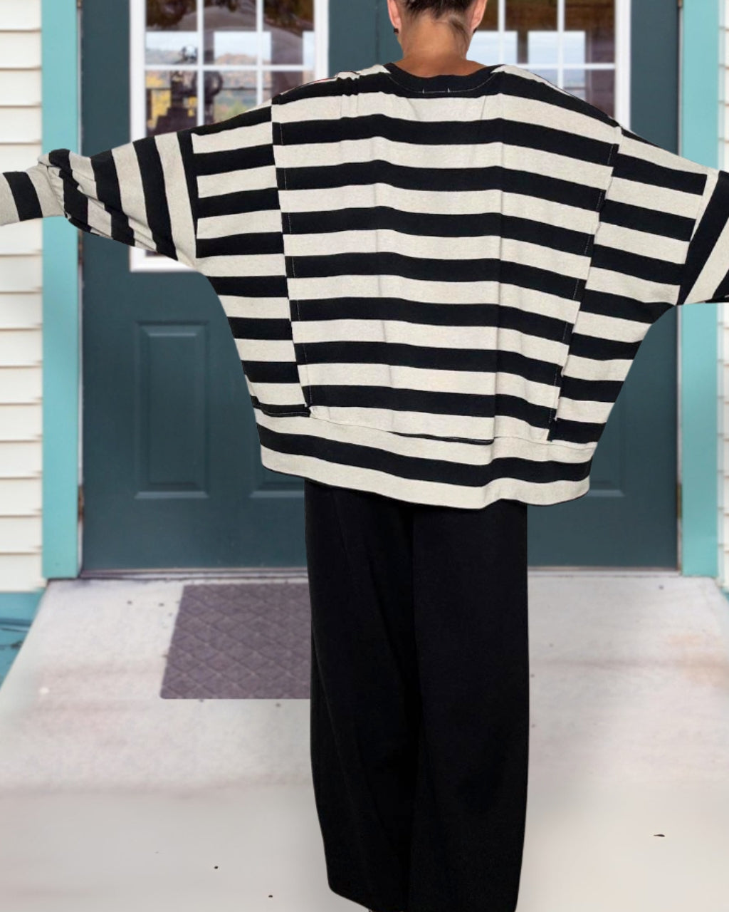 Slouchy Staggered Striped Top