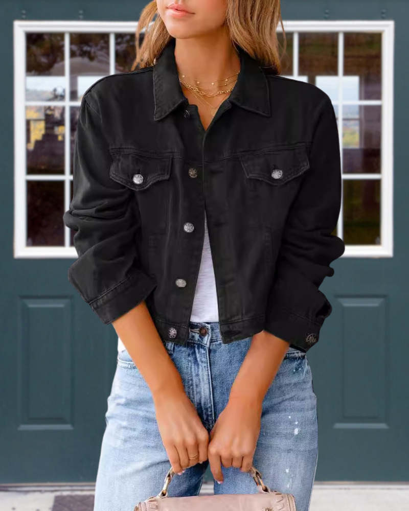 Trendy Cropped Denim Jacket