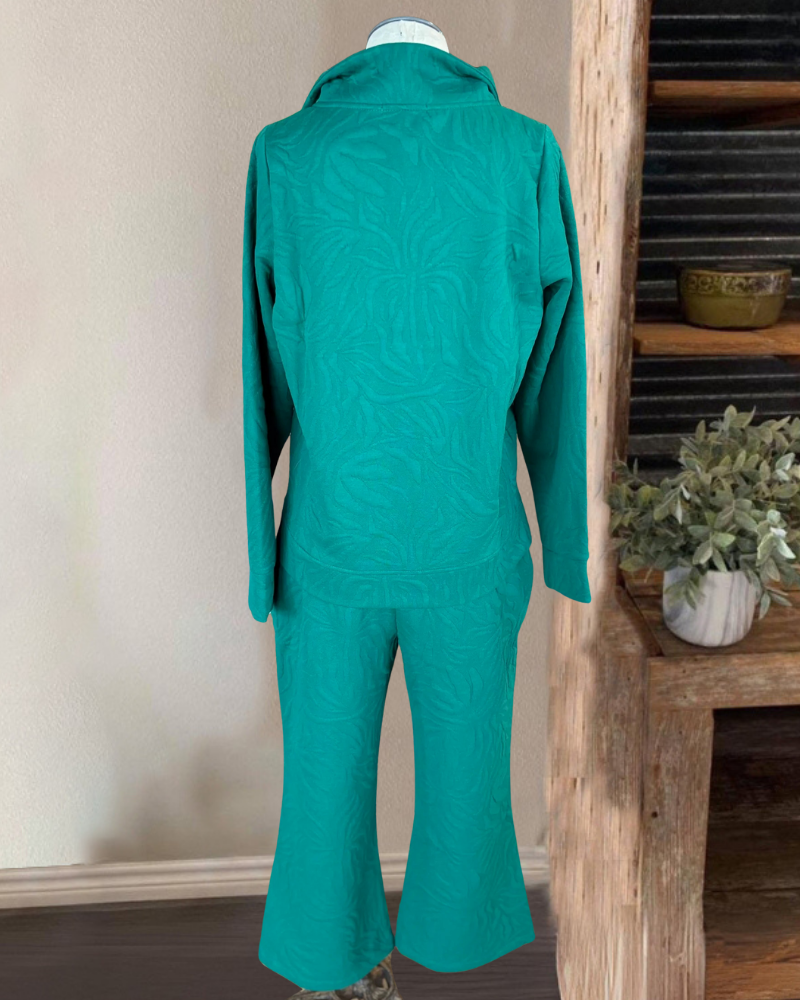 Bow Quilted Cotton Half Zip Set