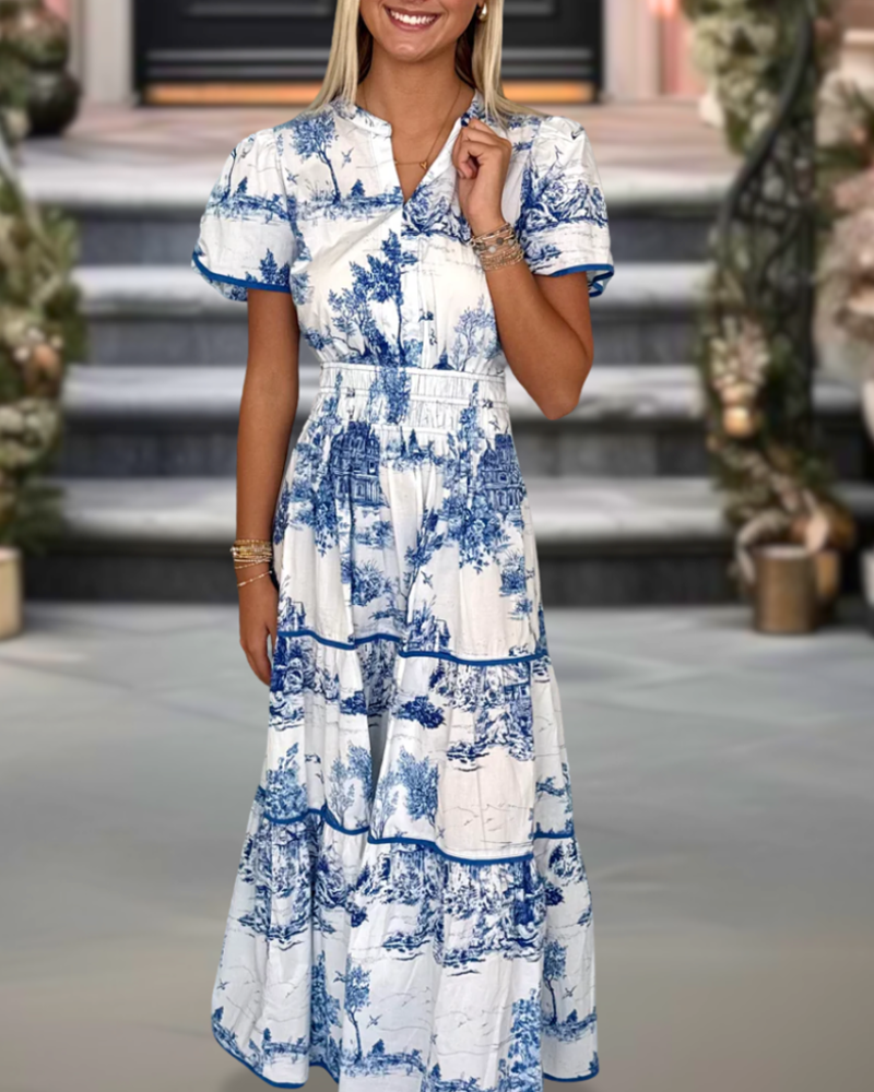 Blue Toile Smocked Dress