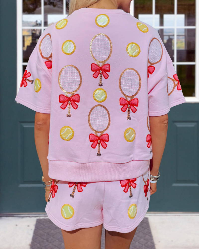 Tennis Racket Bow Sequin Set