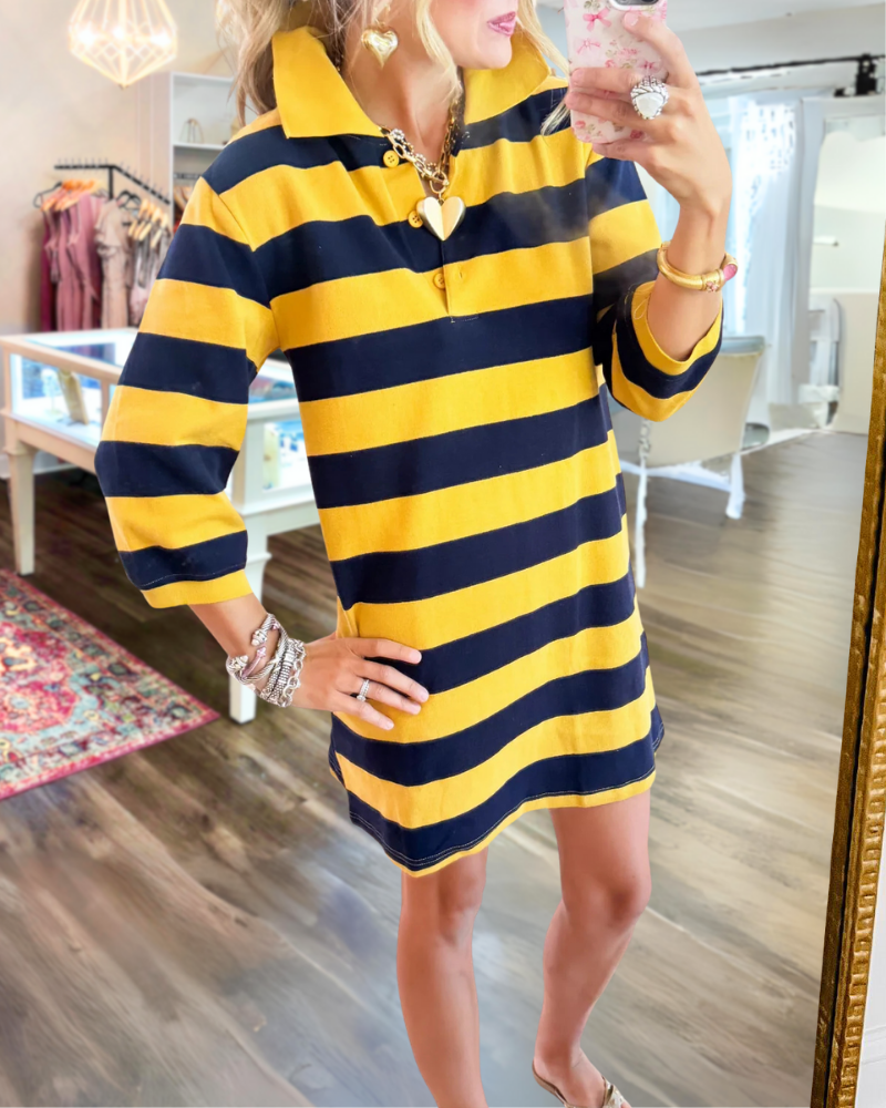 Classic Colorblock Striped Dress