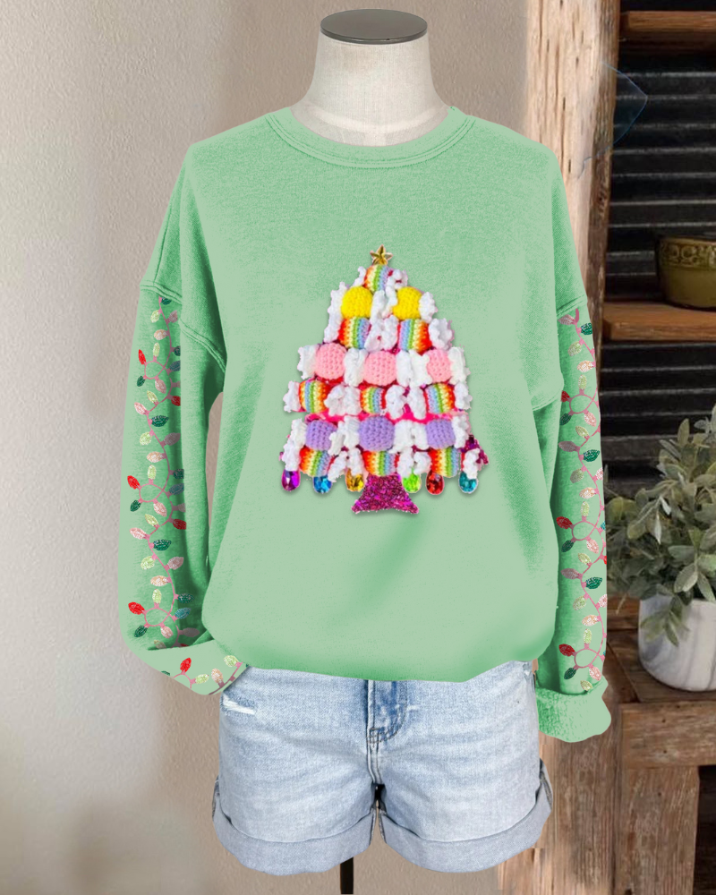 Christmas Candy Tree Embroidered Sweatshirt