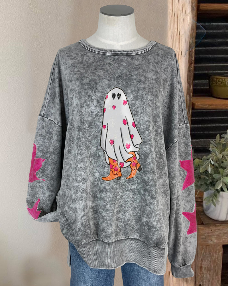 Cute Ghost Washed Sweatshirt