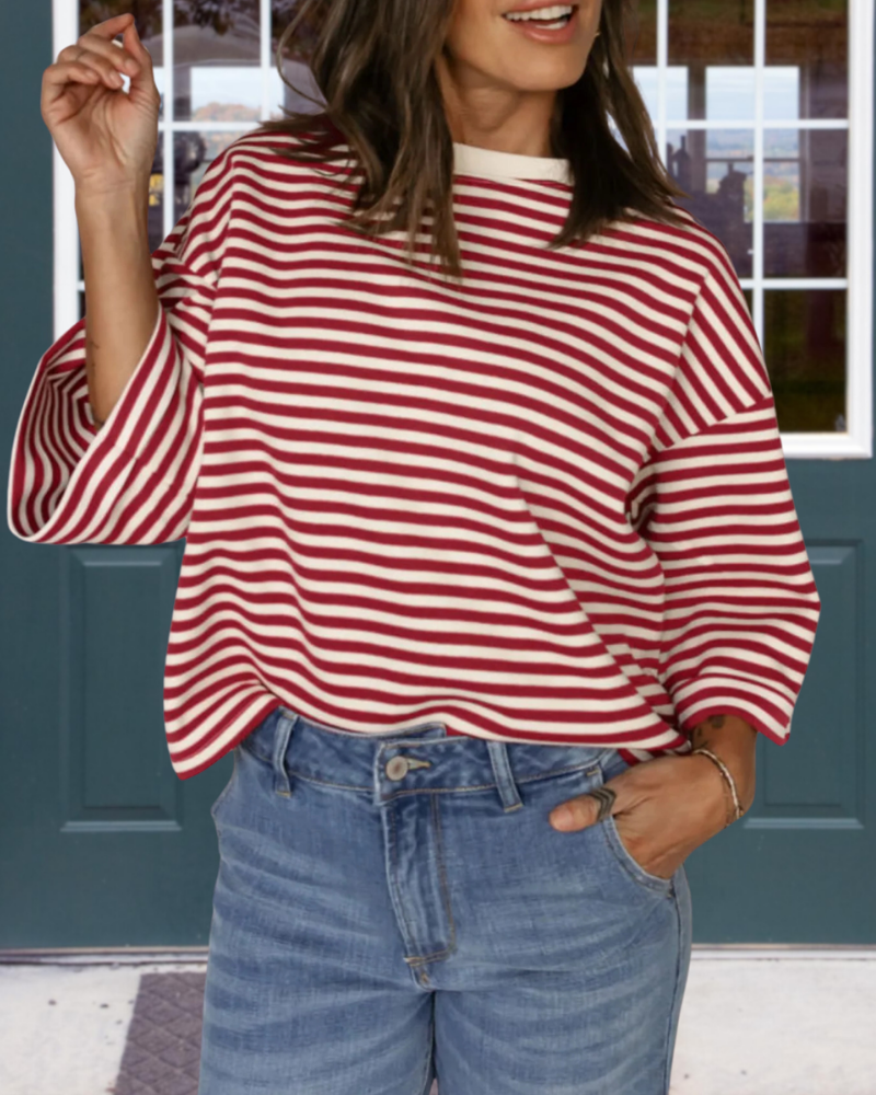 Striped Unique Bow Ribbon Top