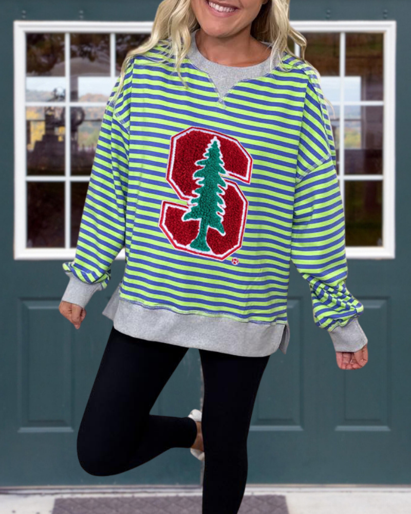 Stanford Embroidered Striped Sweatshirt