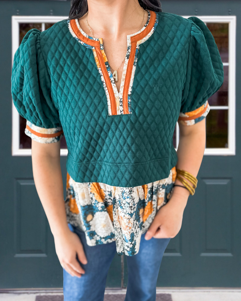 Floral Quilted Textured Top