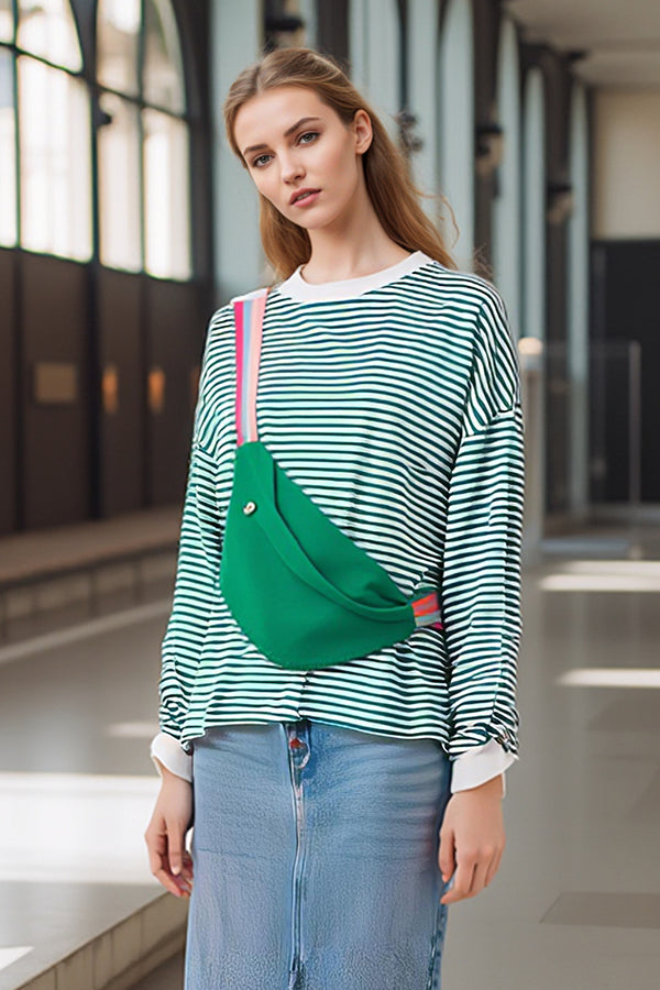 Striped Cotton Blouse-Green