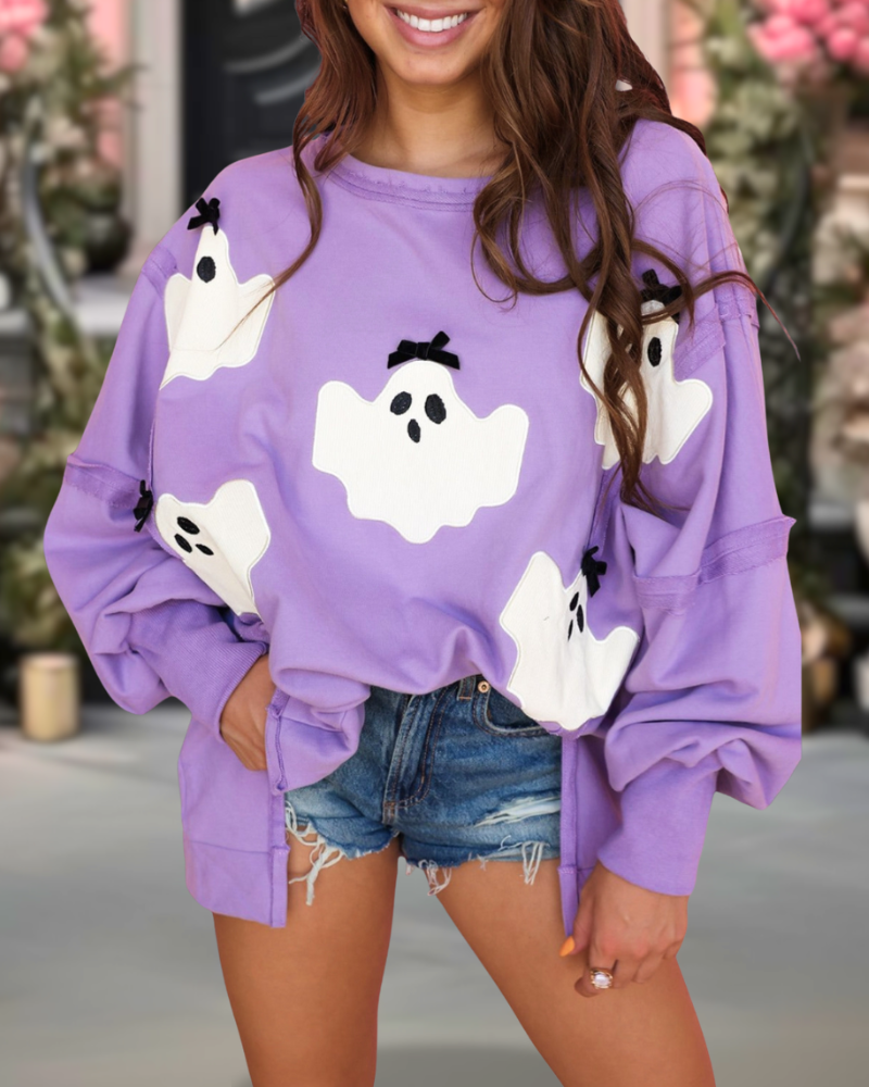 Bow Accented Ghost Sweatshirt