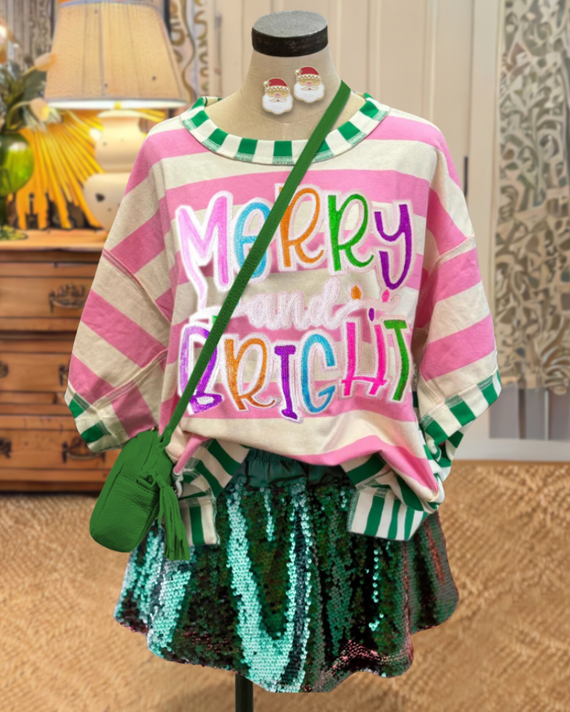 Sequin Merry Striped Top