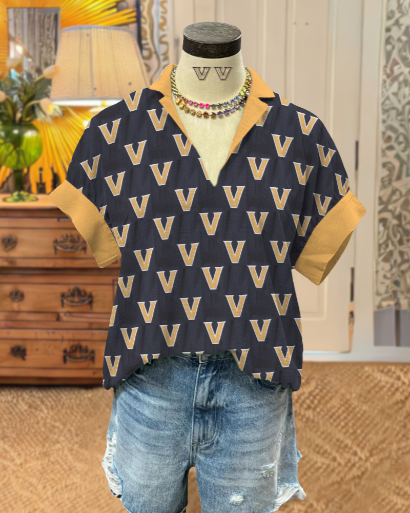 Vanderbilt Satin V-Neck Top