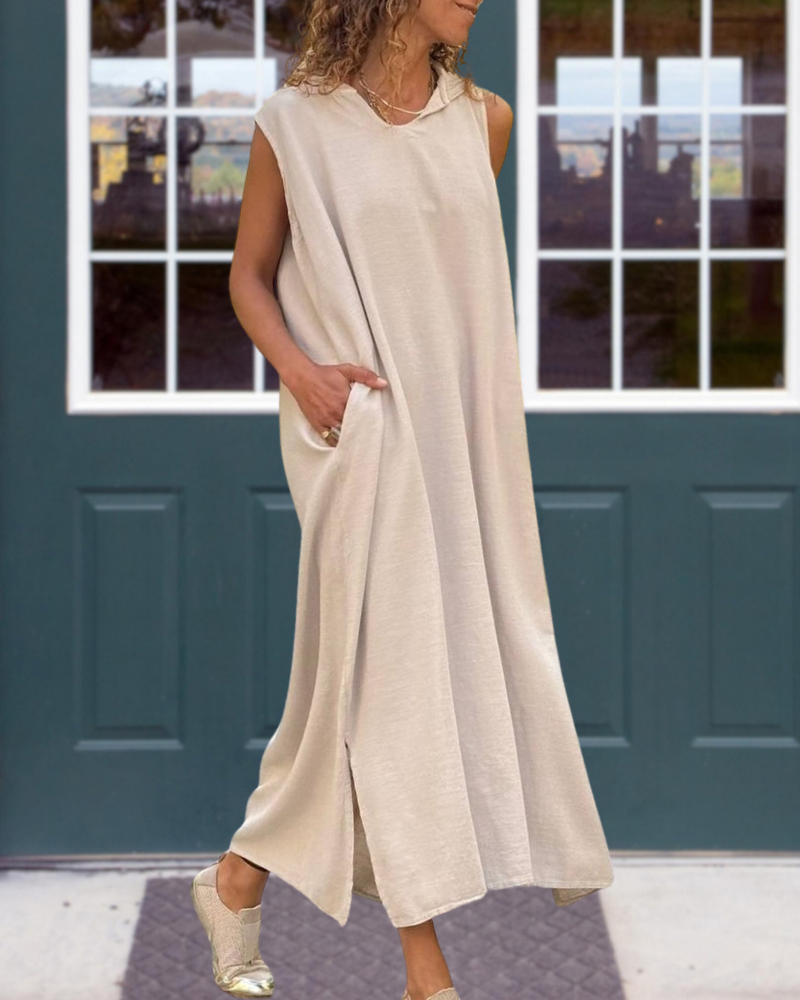 Simple Hooded Maxi Dress