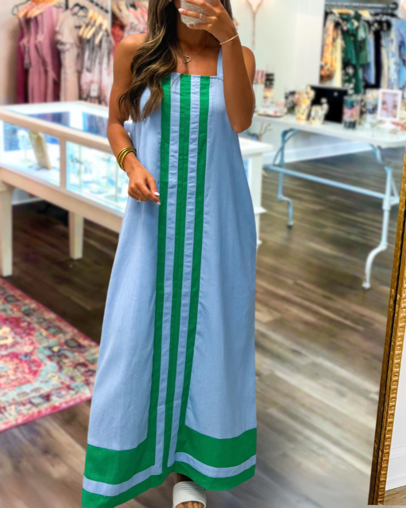 Contrast Striped Maxi Dress