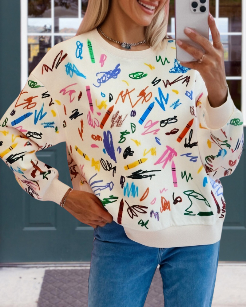 Colorful Crayon Graffiti Sweatshirt