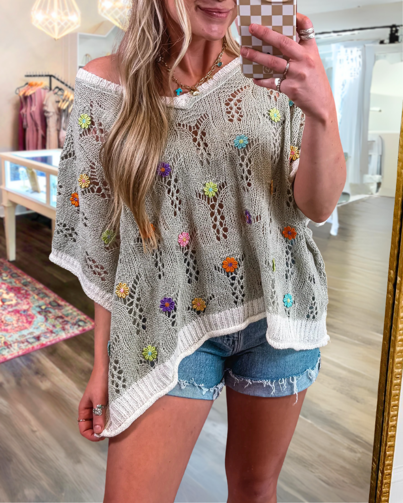 Floral Patch Crochet Top