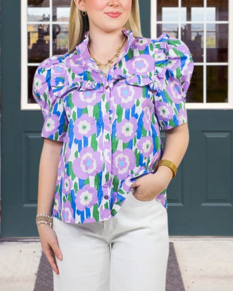 Artistic Floral Print Top