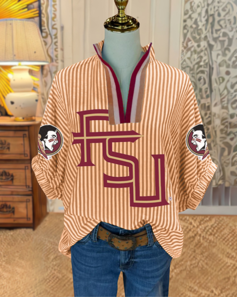 FSU Seminoles Striped V-Neck Top