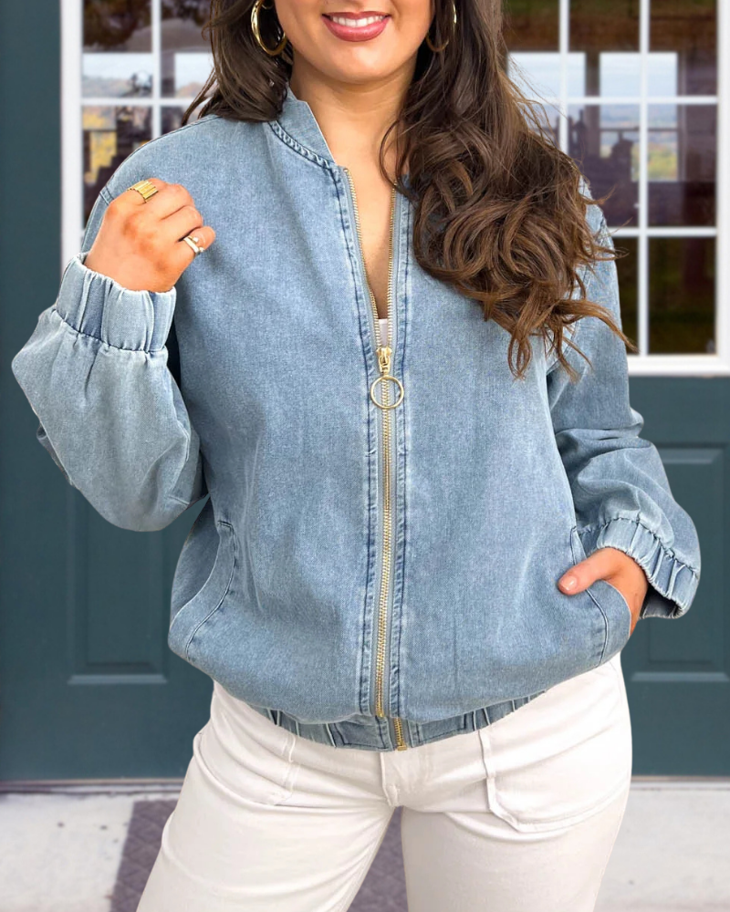 Simple Washed Zip-Up Jacket