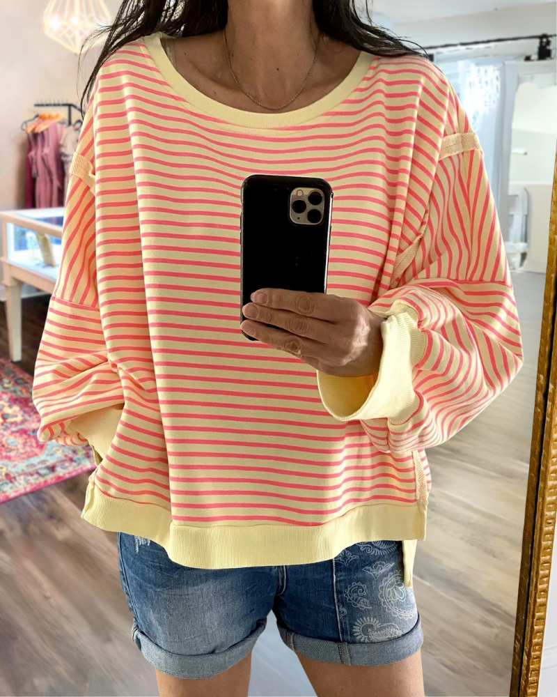 Striped Crew Neck Sweatshirt