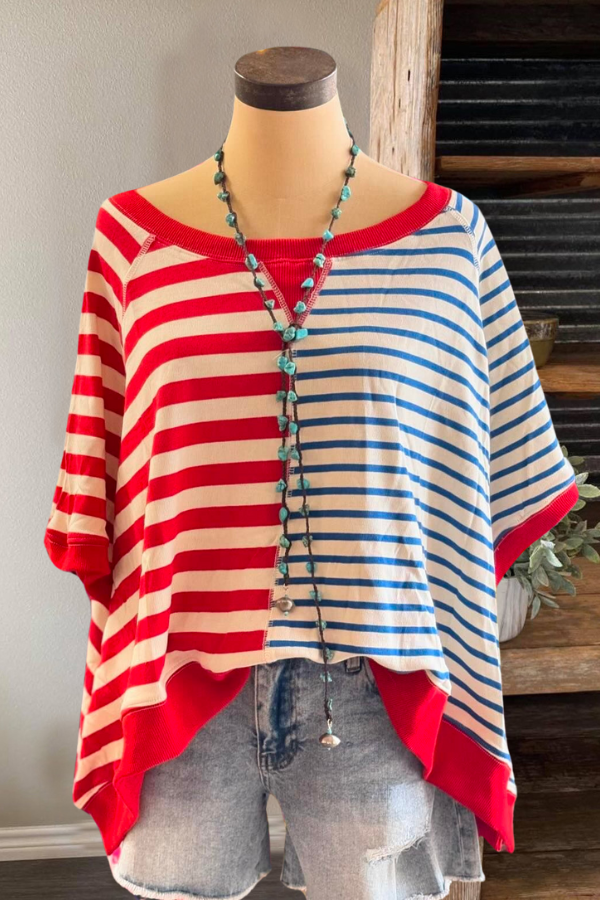 Oversized Colorblock Stripe Top