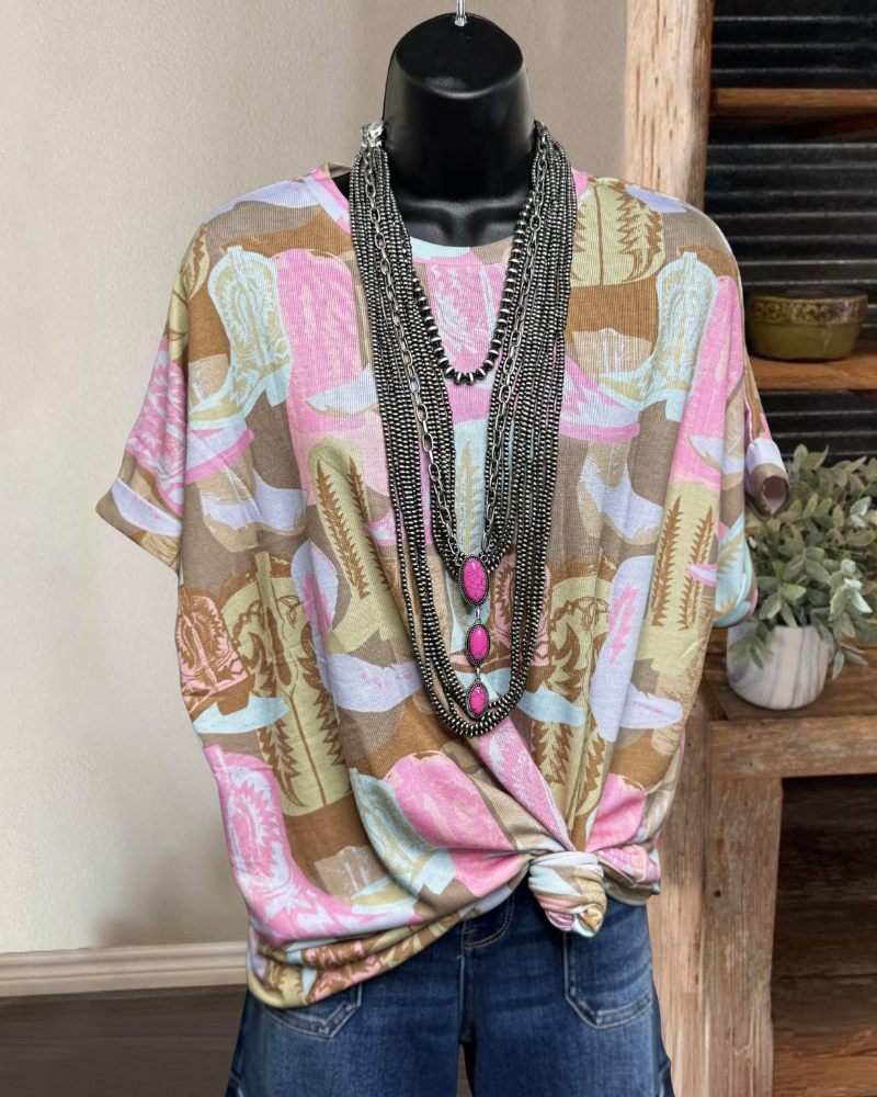 Chic Colorblock Boots T-shirt