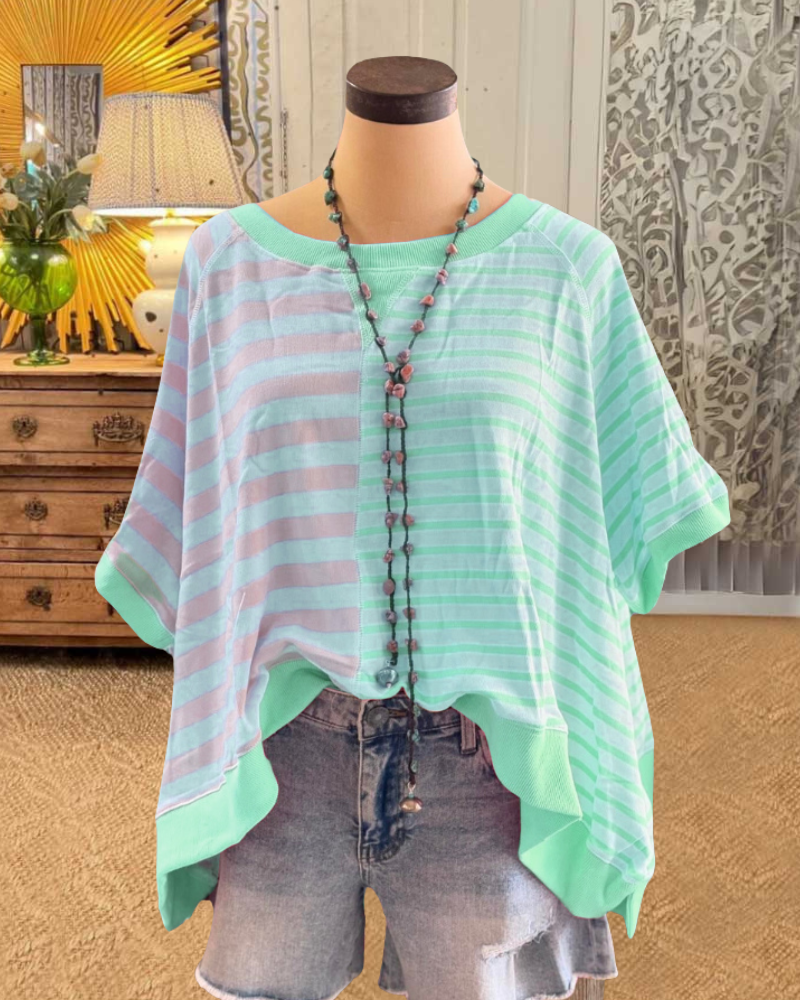 Oversized Colorblock Stripe Top