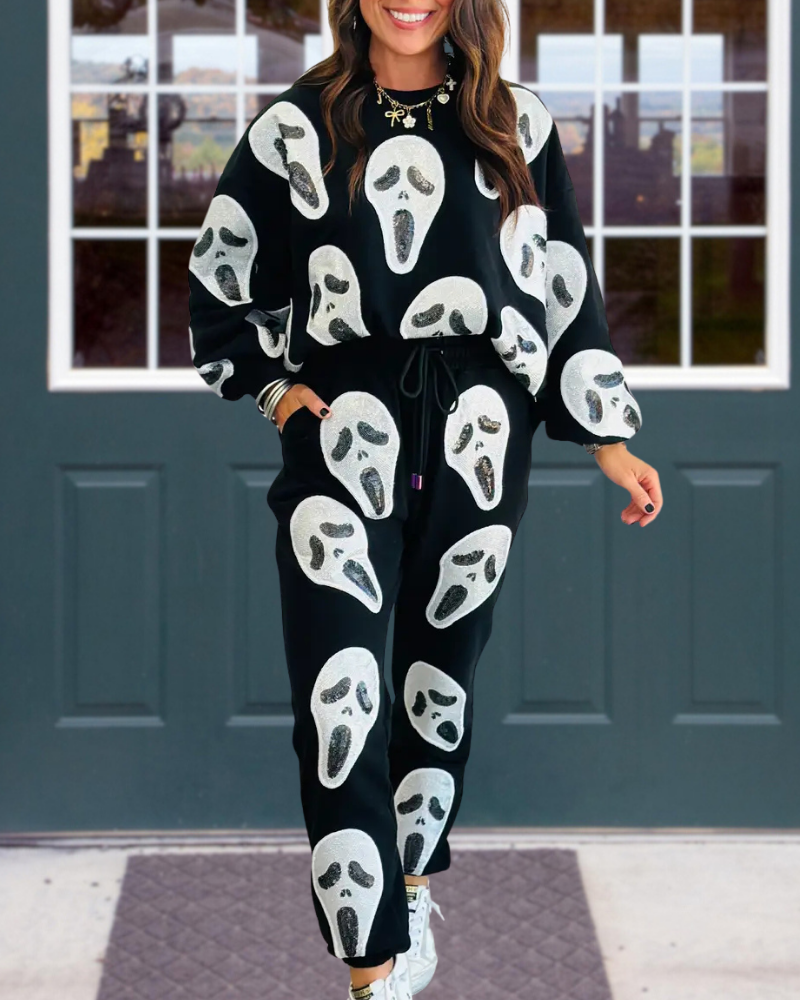 Skull Screaming Mask Sequin Set