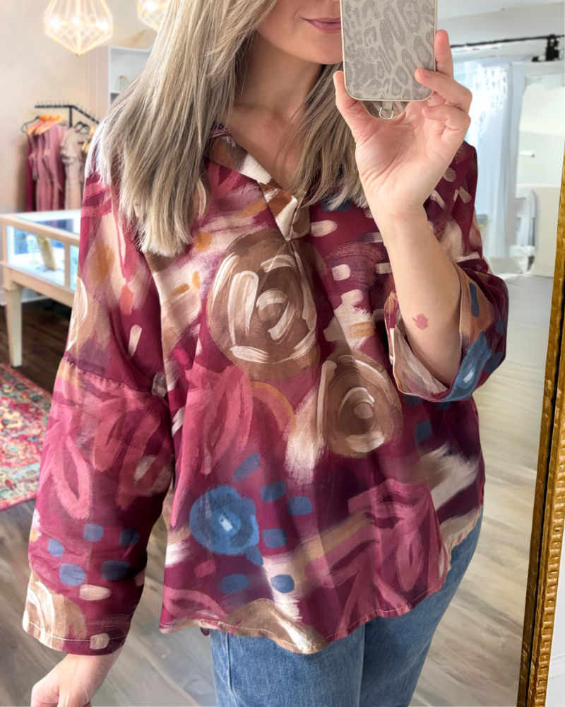 Abstract Art Painting Satin Top