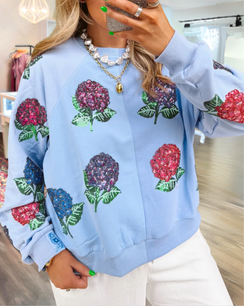 Glitter Hydrangea Sequined Sweatshirt
