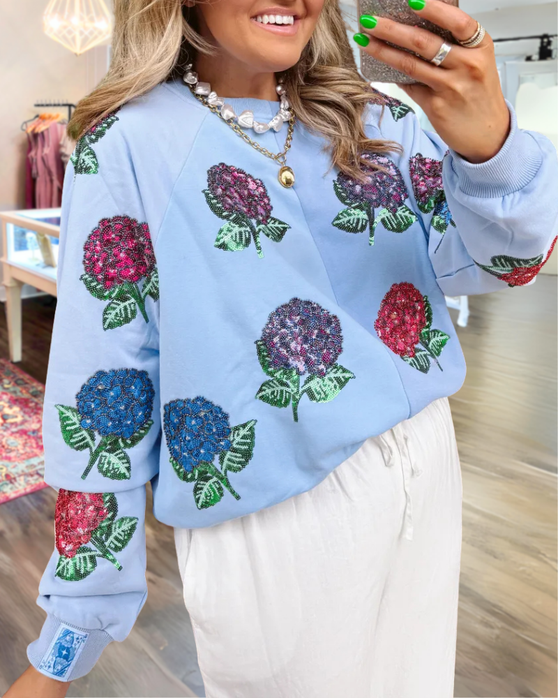 Glitter Hydrangea Sequined Sweatshirt