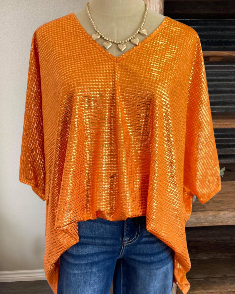 Orange Sequined Top