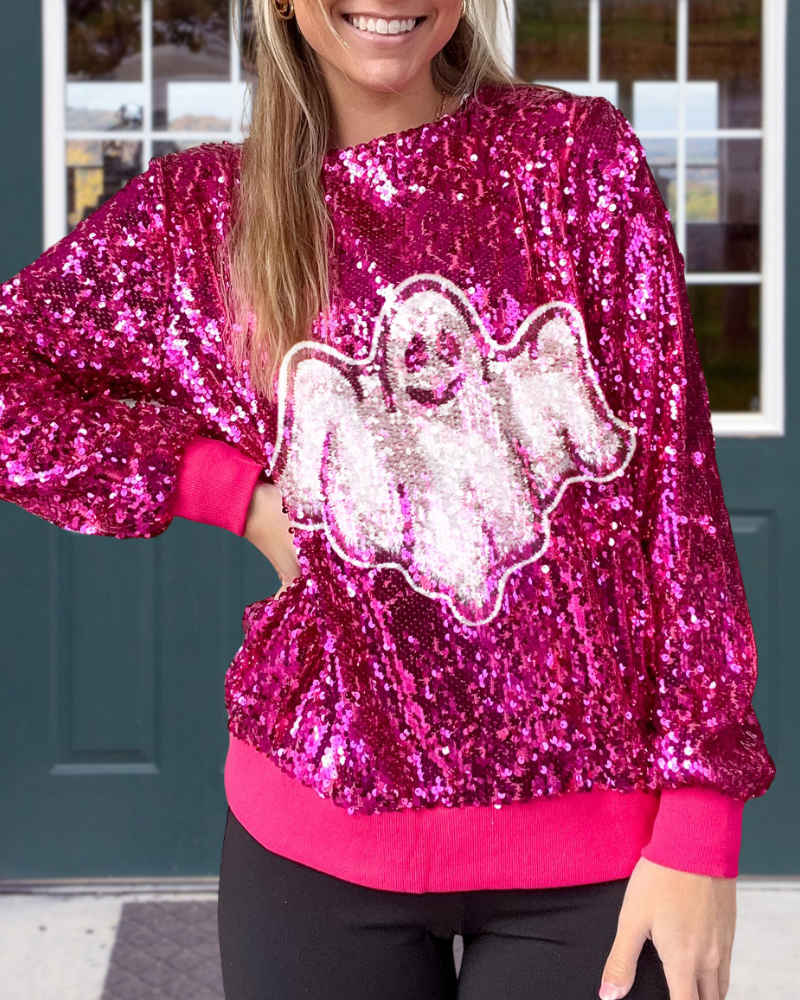 Shiny Ghost Sequined Sweatshirt