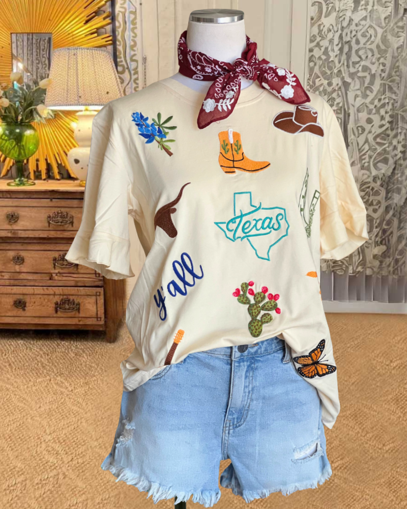 Texas Embroidery Cotton Tee