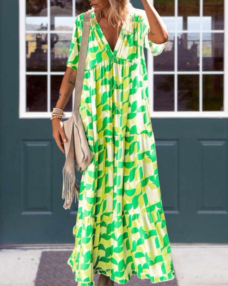 Abstract Print Maxi Dress