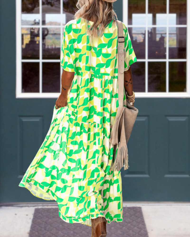 Abstract Print Maxi Dress