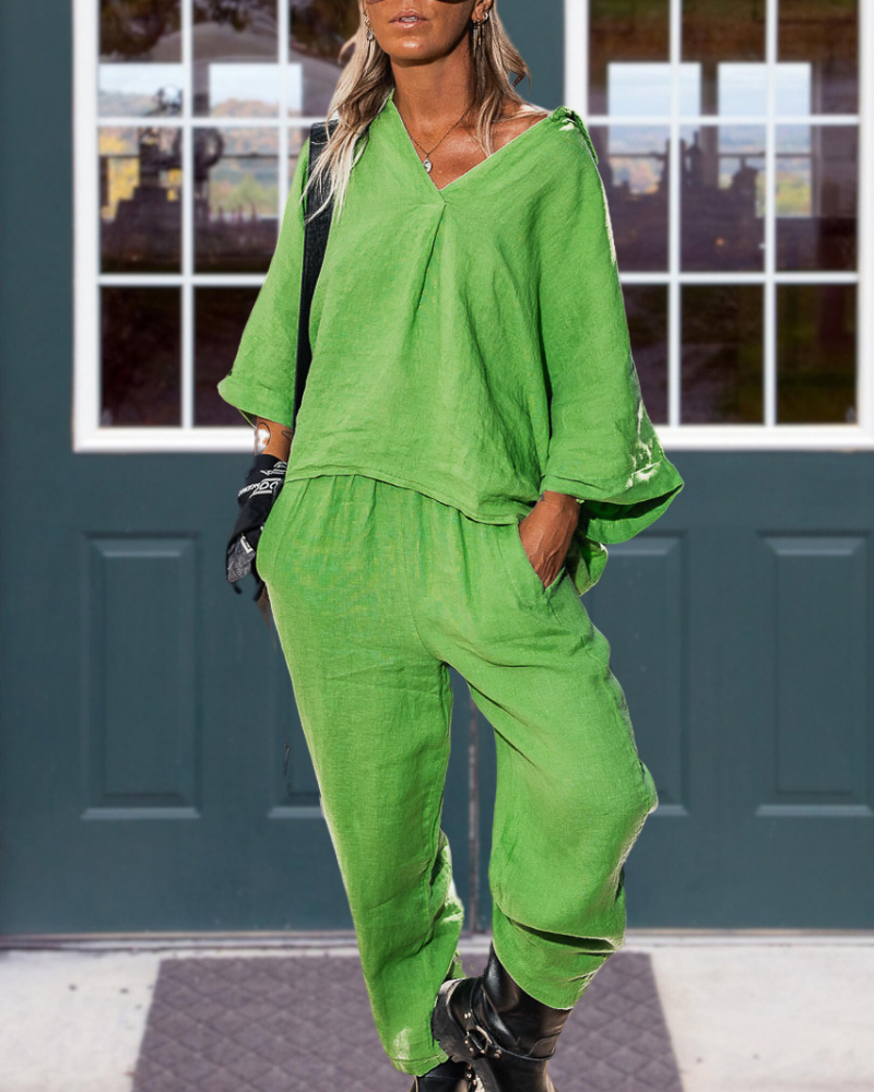 Oversized Casual Simple Linen Set