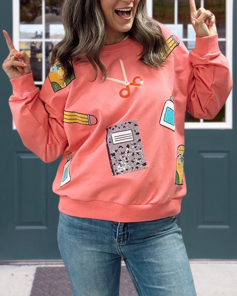 School Tools Sequined Sweatshirt