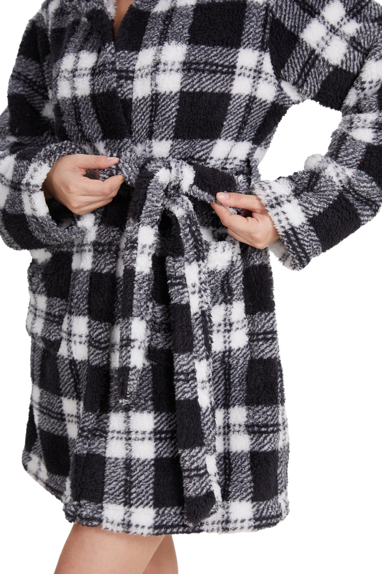 Plush Hooded Plaid Robe