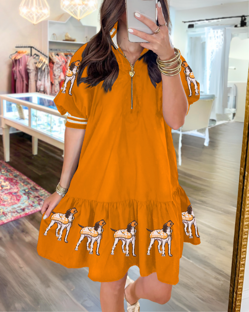 Smokey Sequin Half-Zip Dress