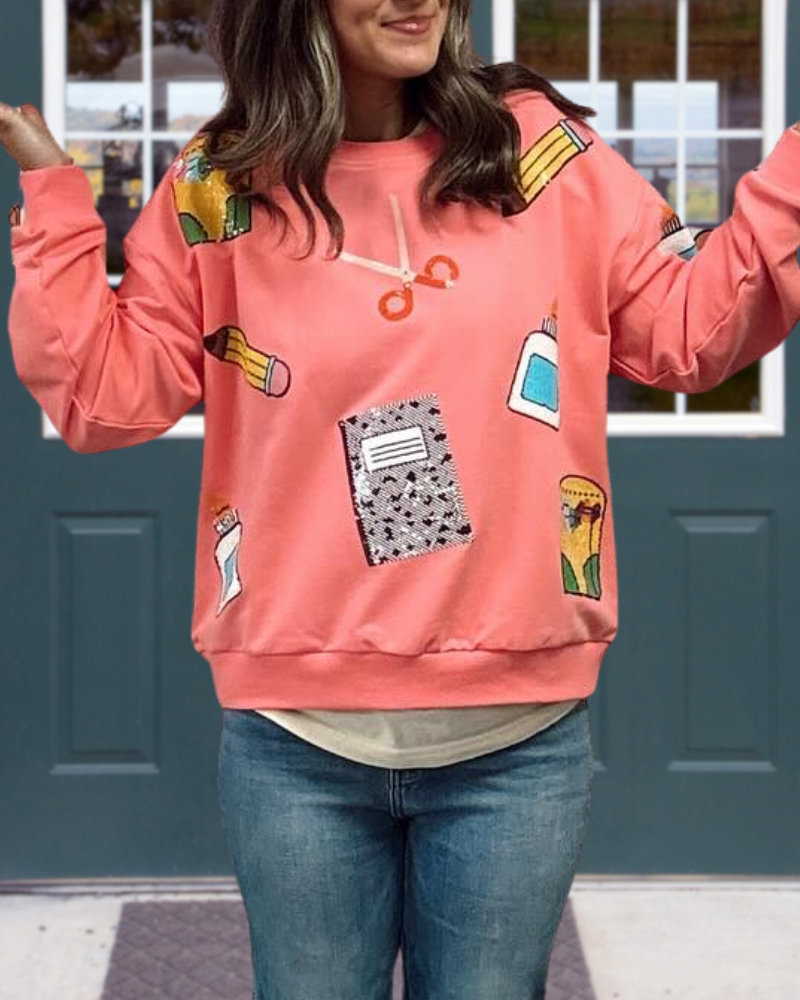 School Tools Sequined Sweatshirt